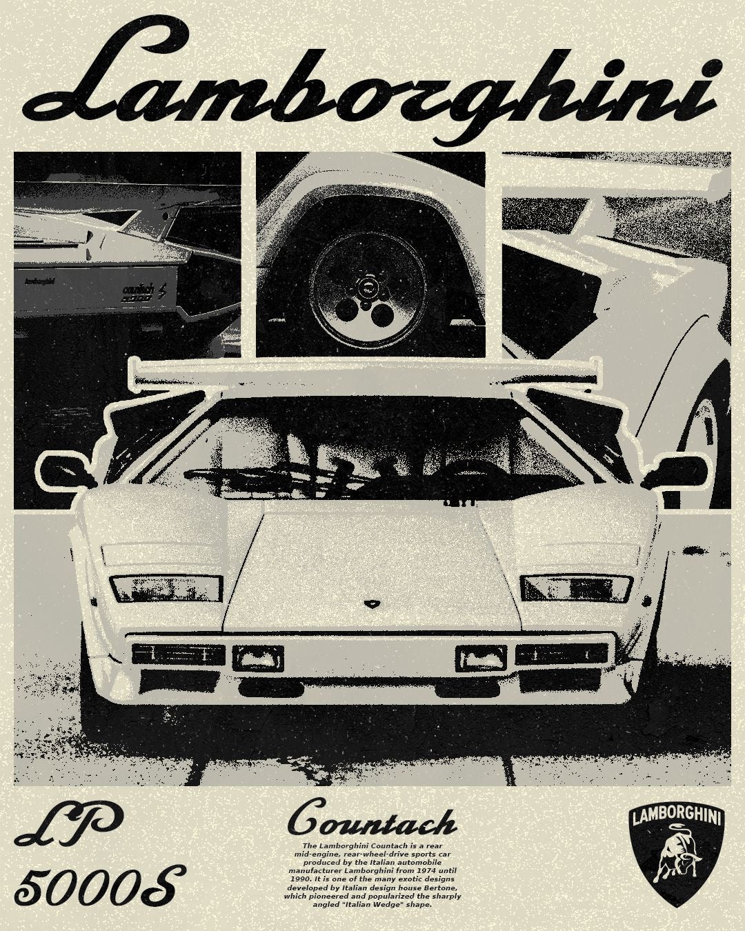 Lamborghini collage old school poster 30x40