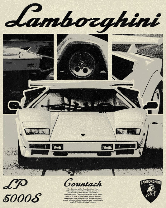 Lamborghini collage old school poster 30x40